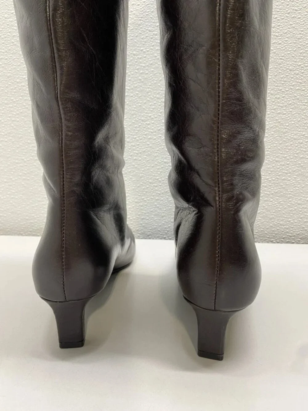 NEW Massimo Dutti Womens Leather Knee High Kitten Heel Square  Boots Size 9 Blac